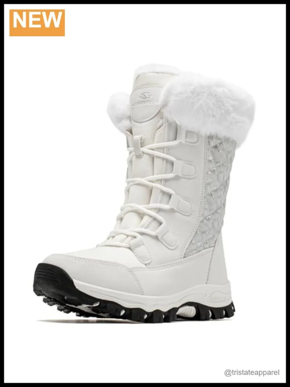 Women's Winter Snow Boots Water Resistant Faux Fur Lining Lace Up Mid-Calf